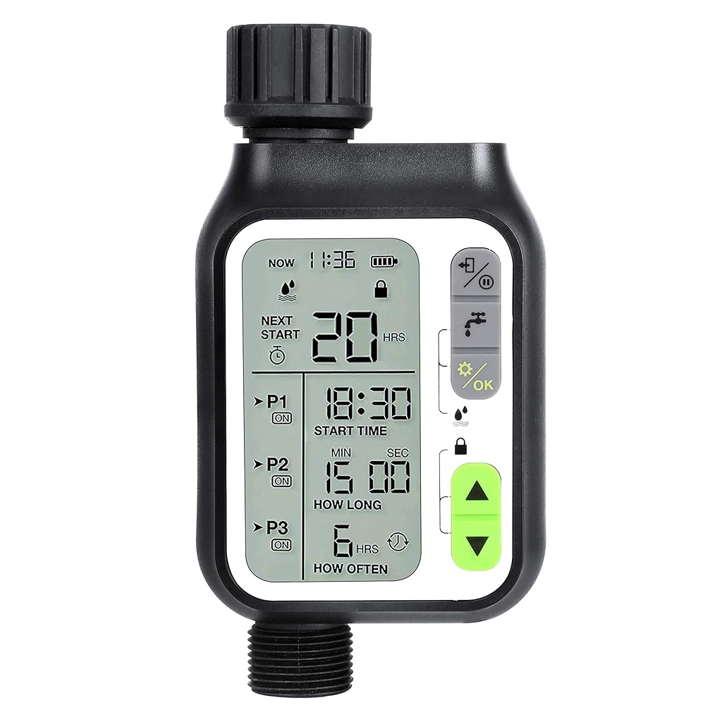 HASTHIP® Drip Irrigation Timer for Garden Farm, Irrigation Water Timer with Rainy Sensor + Multi Programs Automatic Watering System, Waterproof Digital Irrigation Timer System for Lawns HASTHIP® Drip Irrigation Timer for Garden Farm, Irrigation Water Timer with Rainy Sensor + Multi Programs Automatic Watering System, Waterproof Digital Irrigation Timer System for Lawns